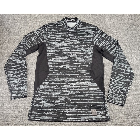 Nike Other - Nike Men's White/Black Pro Combat Dri-Fit Fitted Long Sleeve Top Size Small